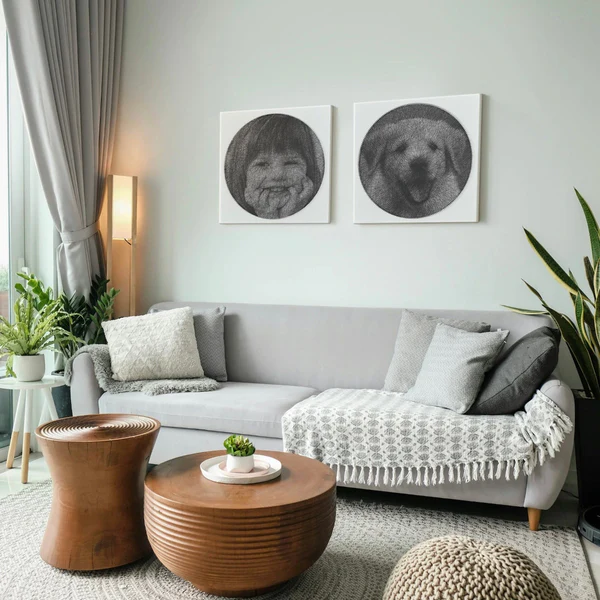 String art deasupra canapelei