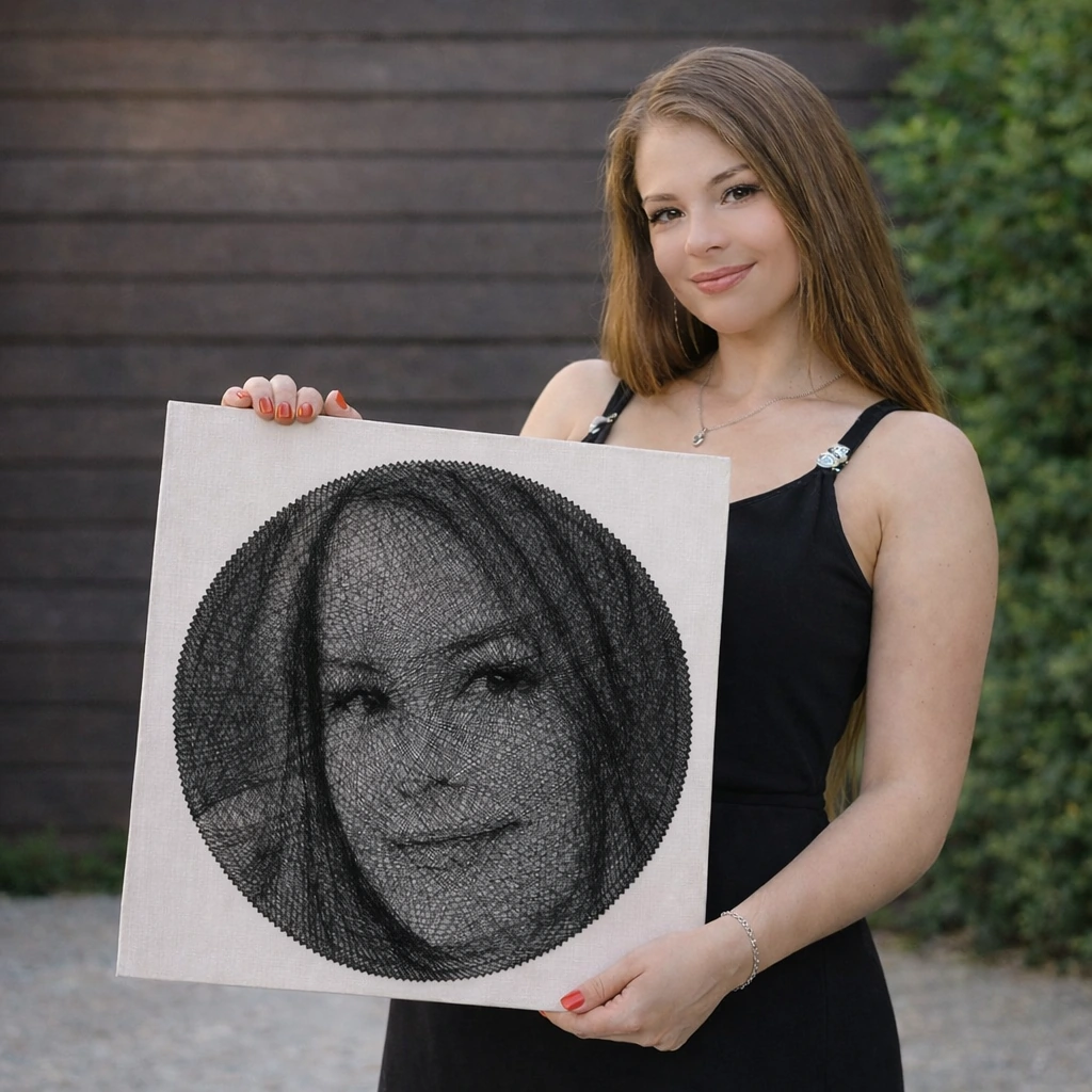 Portret String Art gata ansamblat - 2